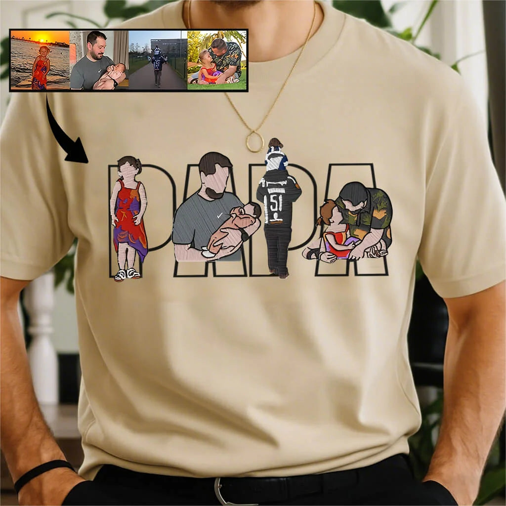 PAPAカスタムカラー写真刺繍Tシャツ、スウェットシャツ、パーカー-welikecustom-MJ