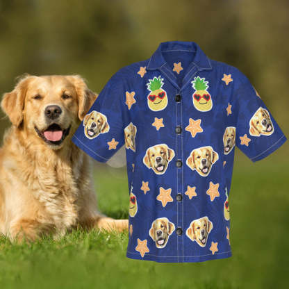 カスタムフェイスレディースハワイアンシャツ ペットの顔がプリントされたパイナップルアロハハワイアンシャツ-welikecustom-MJ