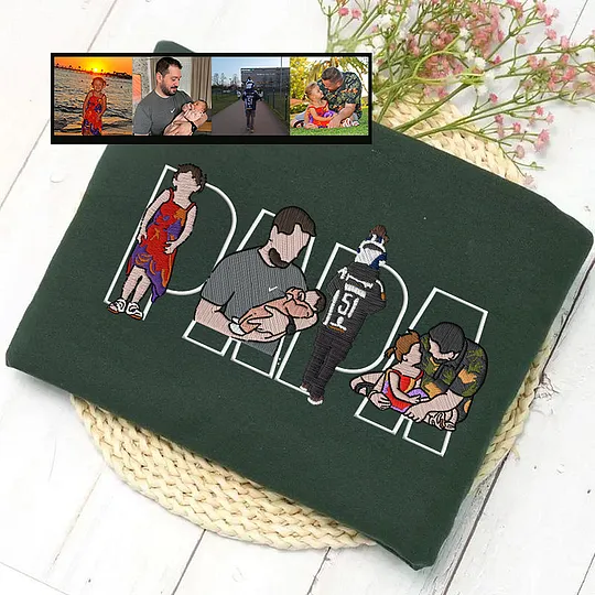 PAPAカスタムカラー写真刺繍Tシャツ、スウェットシャツ、パーカー-welikecustom-MJ