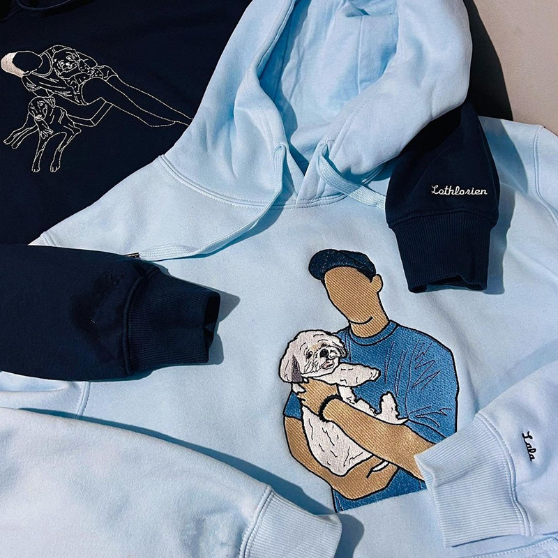 パーソナライズされたペットの写真の刺繍スウェットシャツ パーカー T シャツ-welikecustom-MJ