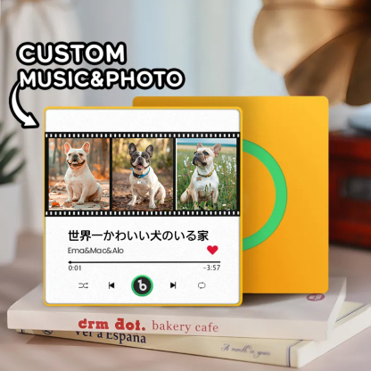 音楽再生可能 ペット写真冷蔵庫マグネットF - 毎日聴ける思い出のプレイヤー