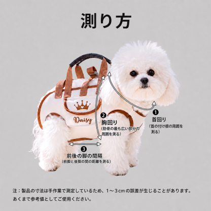 ペット用カスタマイズ可能キャリーバッグ - 3WAY 通気性抜群 斜めがけ/手提げ/バックパック 小型犬用 名前刺繍付き