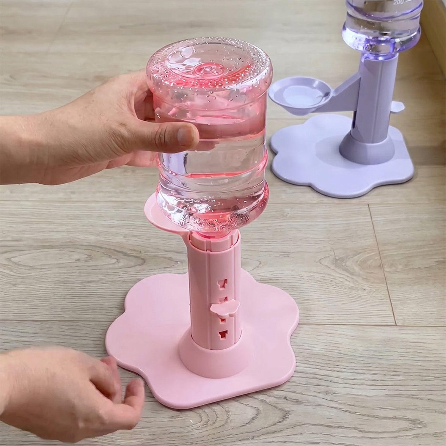 名前カスタム】ペット用自動給水器｜4段階高さ調節・重力自動給水・飛び散り防止＆滑り止め｜猫・小型犬用