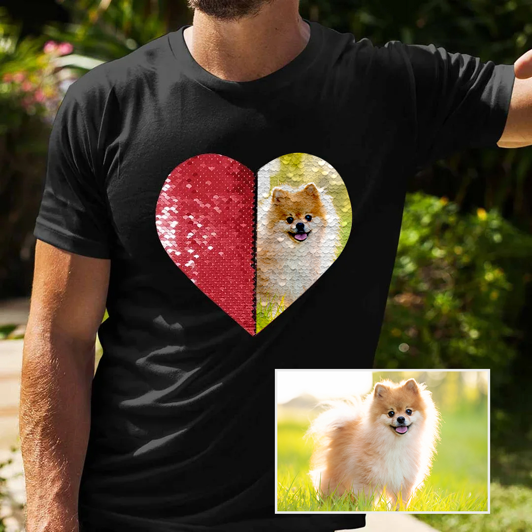 ペットの写真をカスタマイズするスパンコールTシャツ、トレーナー、パーカ-welikecustom-MJ
