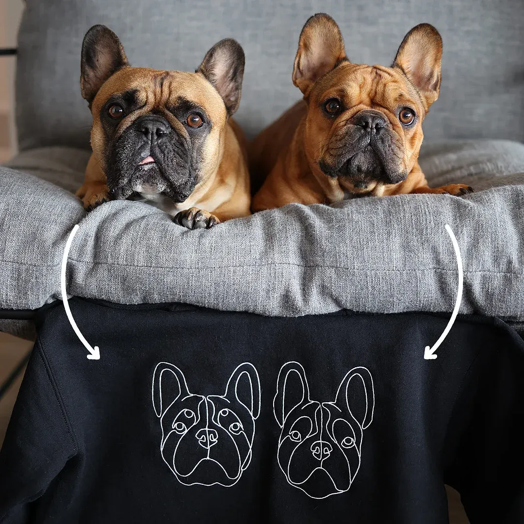 🐶ペットの写真シルエットをアート風に刺繍したTシャツ、スウェットシャツ、パーカーをカスタムメイド-welikecustom-MJ