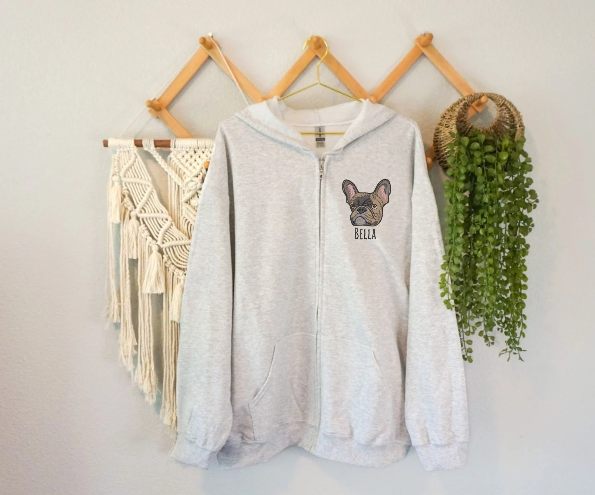 カスタム刺繍ペットポートレートパーカージップアップパーカー-welikecustom-MJ