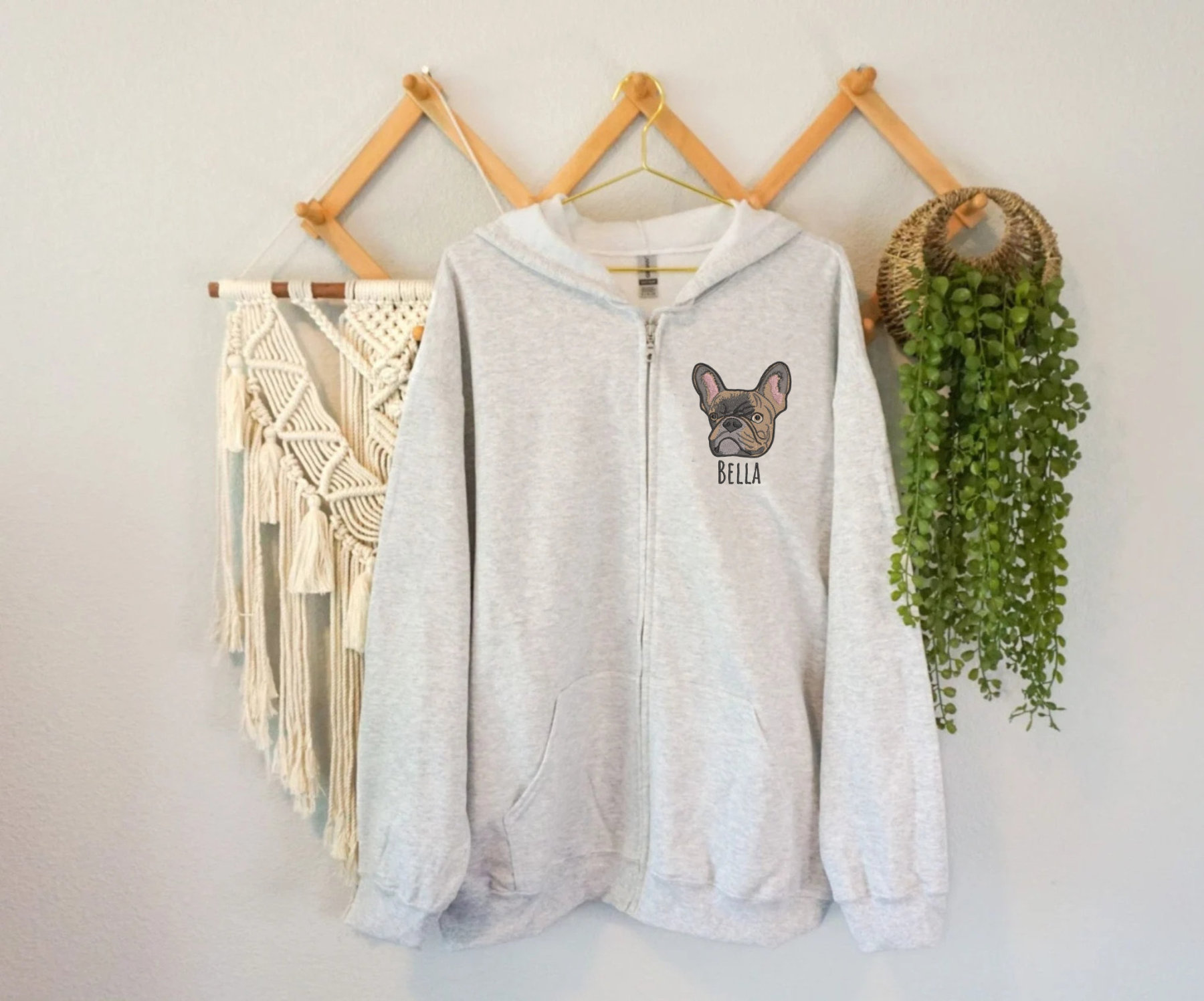 カスタム刺繍ペットポートレートパーカージップアップパーカー-welikecustom-MJ