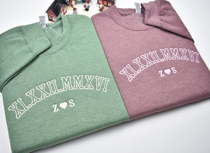 💕最高のバレンタインデーギフト💕カスタム刺繍ローマ数字クルーネック、パーカー-welikecustom-MJ