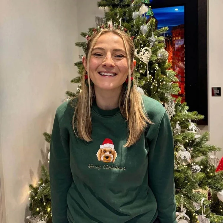 カスタム刺繍ペットポートレートクリスマスセータートレーナーパーカーTシャツクリスマスギフト-welikecustom-MJ