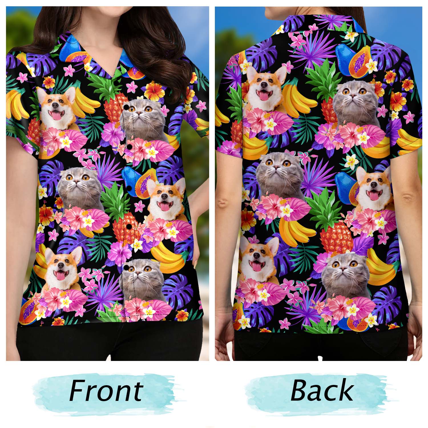 カスタム写真 面白い家族 ペット トロピカル - パーソナライズされたカスタムハワイアンシャツ-welikecustom-MJ