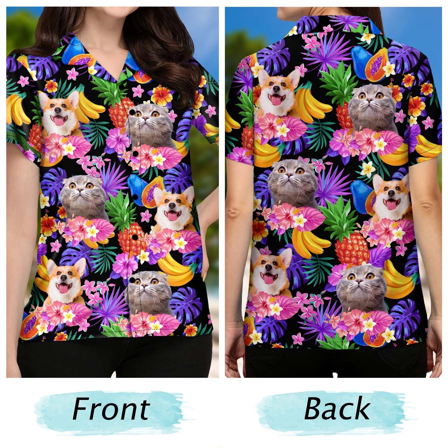 カスタム写真 面白い家族 ペット トロピカル - パーソナライズされたカスタムハワイアンシャツ-welikecustom-MJ