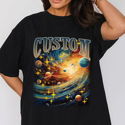 カスタムコンフォートカラー T シャツ、レトロパーソナライズペット写真プリントシャツ-welikecustom-MJ