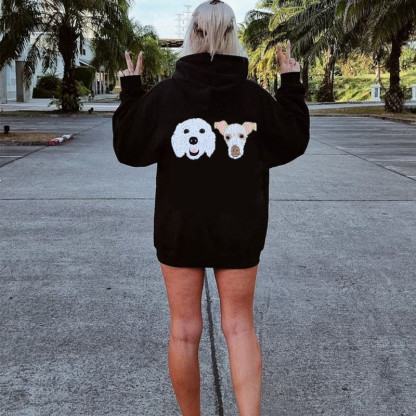 カスタム刺繍ペットポートレートパーカー、スウェットシャツの背面に刺繍ペットポートレート-welikecustom-MJ