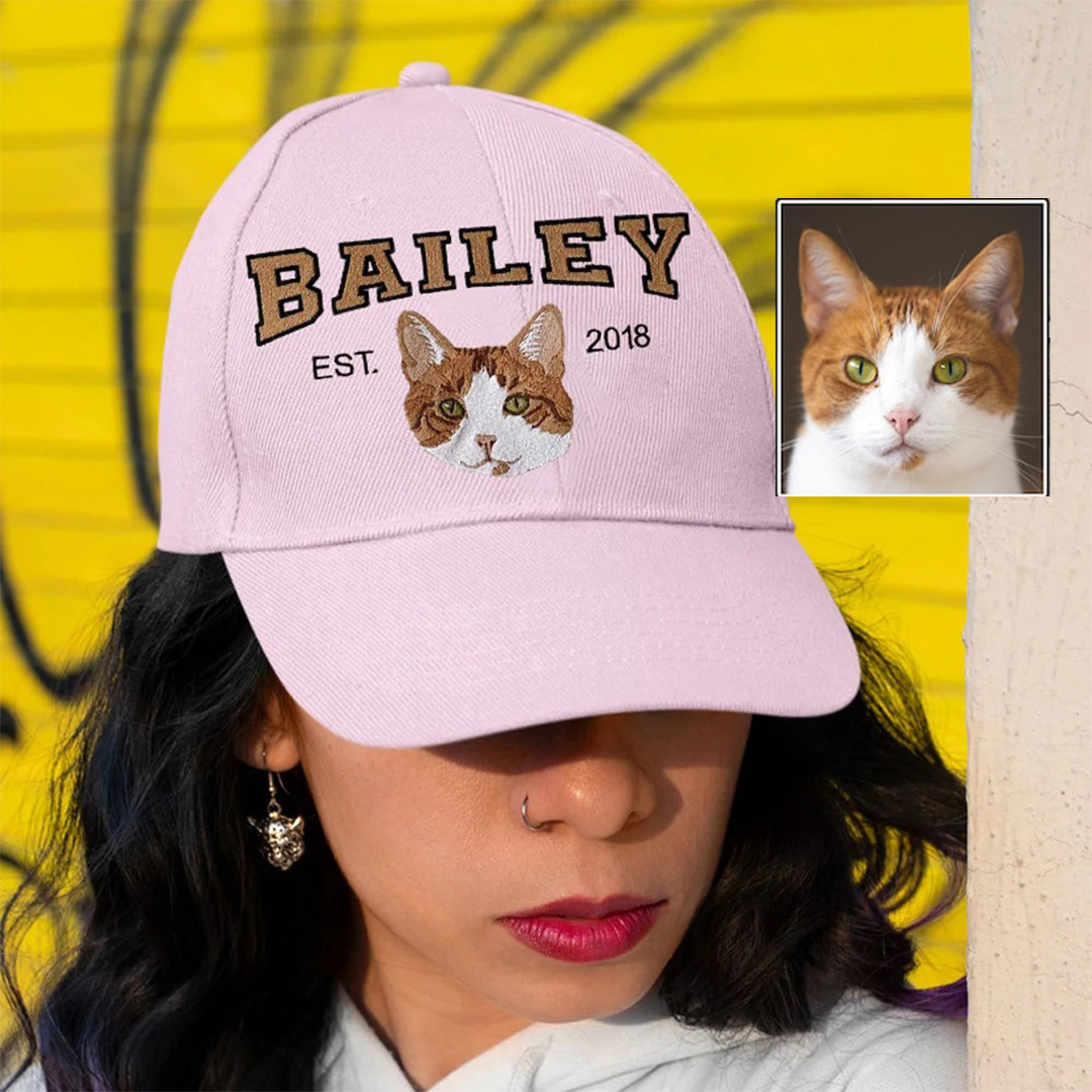 ペットの名前が入ったカスタム刺繍のペット肖像野球帽