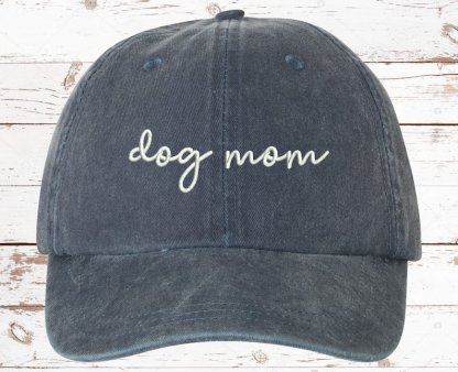 ドッグママ スクリプト 刺繍 パパハット コットン ベースボールキャップ-welikecustom-MJ