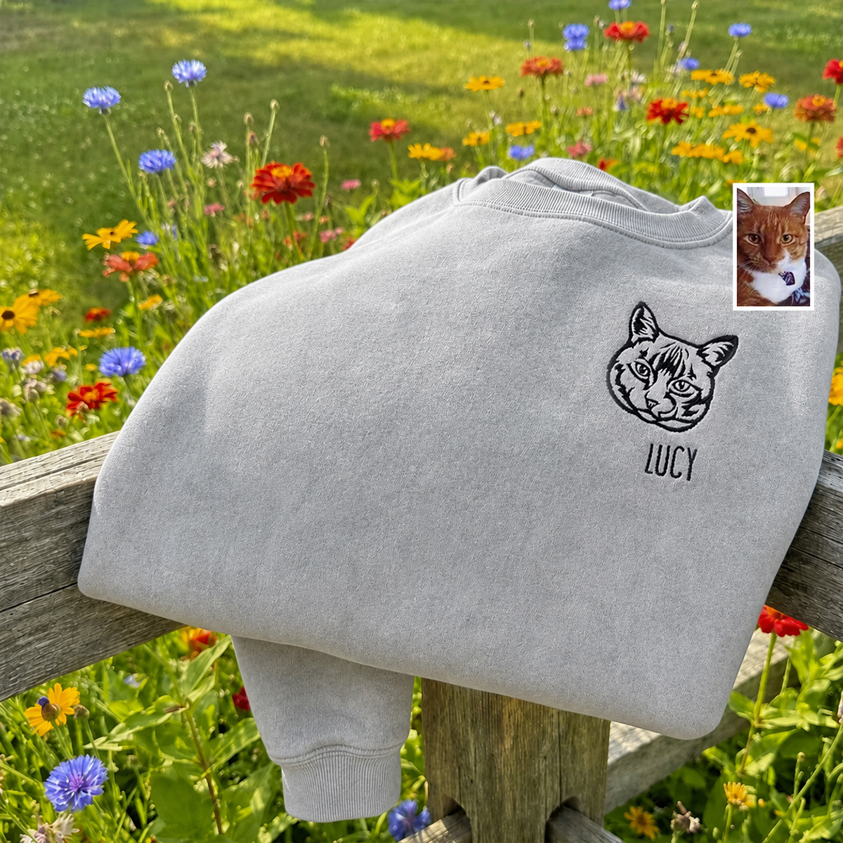 ペット似顔絵刺繍Tシャツ - 愛犬・愛猫の写真をカスタムデザイン | ヴィンテージ加工 記念品ギフト