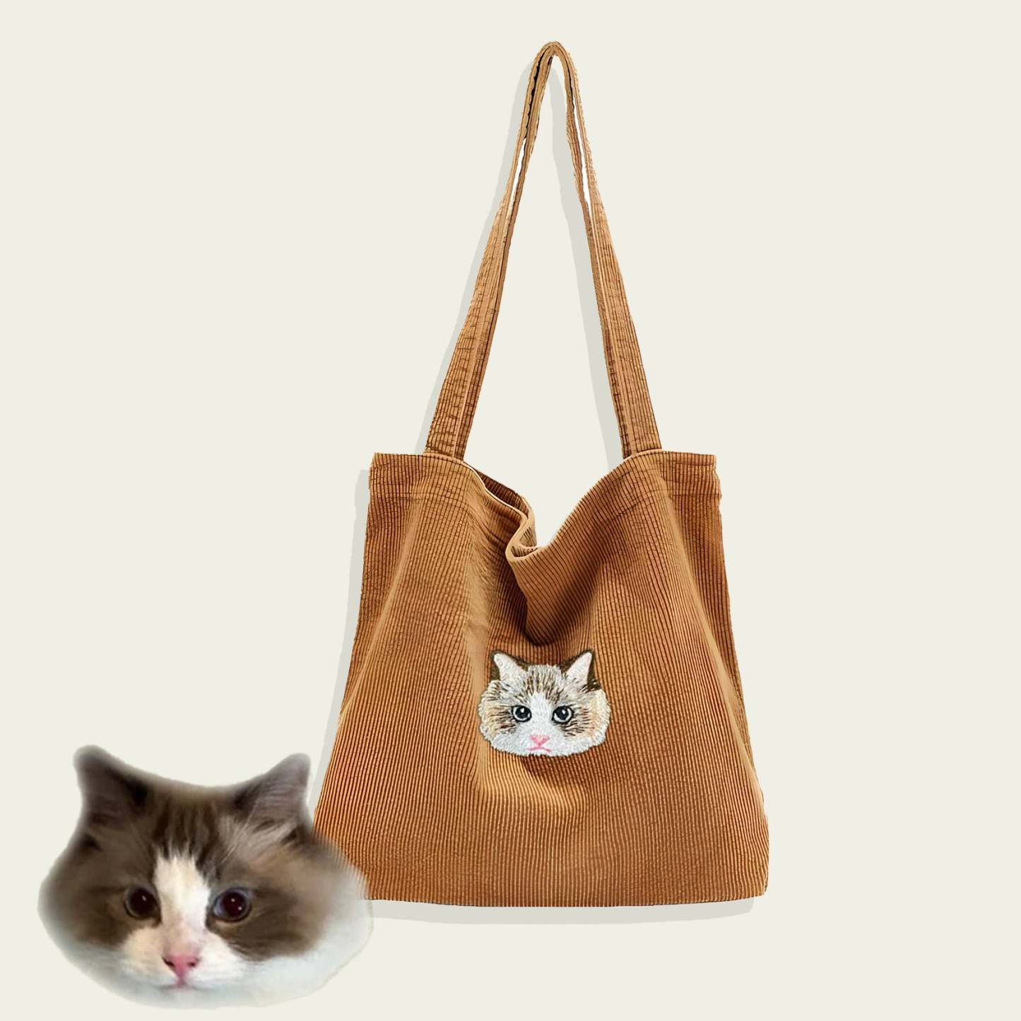 カスタム刺繍ペットポートレートキャンバストートバッグ – welikecustom