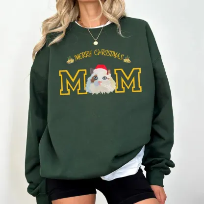 「Pet Mom and Pet Dad」のためのカスタムクリスマスペットフェイス刺繍スウェットシャツパーカー-welikecustom-MJ