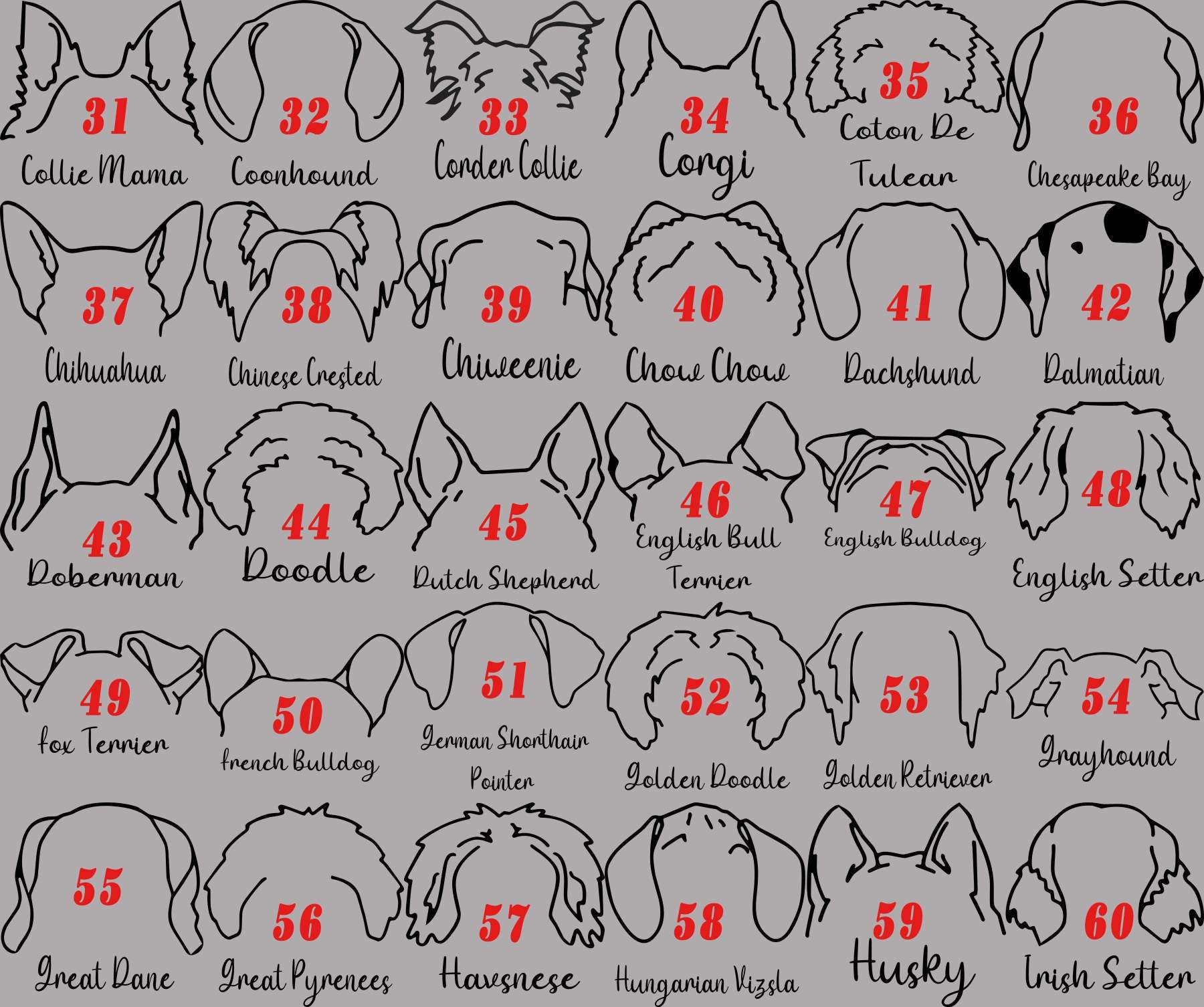 パーソナライズされた犬の耳のカスタムセラミックオーナメント-welikecustom-MJ