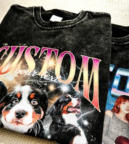カスタムヴィンテージペットユニセックス T シャツ、パーソナライズレトロ 90 年代シャツ-welikecustom-MJ