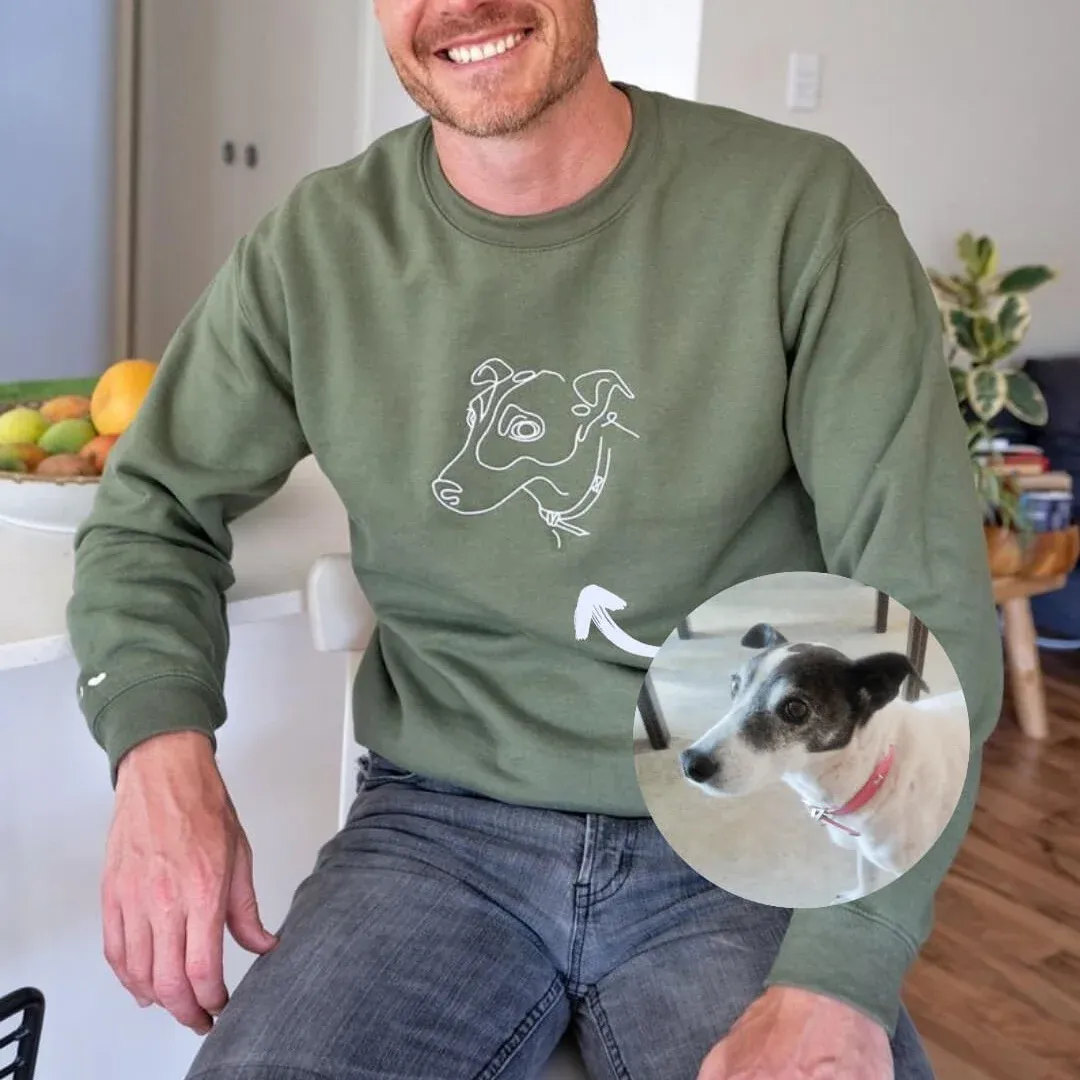 🐶ペットの写真シルエットをアート風に刺繍したTシャツ、スウェットシャツ、パーカーをカスタムメイド-welikecustom-MJ