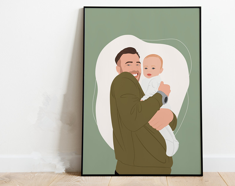 カスタム家族写真ウォールアート、パーソナライズされたお父さんのポートレートプリント、父の日ギフト-welikecustom-MJ
