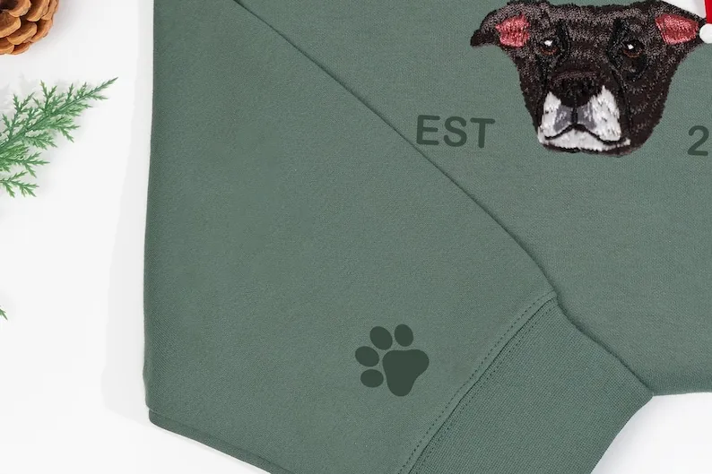 ペットの名前入りカスタムプレミアム手作りペット写真刺繍クリスマスTシャツスウェットシャツパーカー-welikecustom-MJ