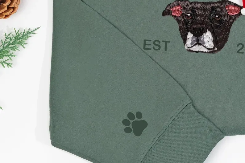 ペットの名前入りカスタムプレミアム手作りペット写真刺繍クリスマスTシャツスウェットシャツパーカー-welikecustom-MJ