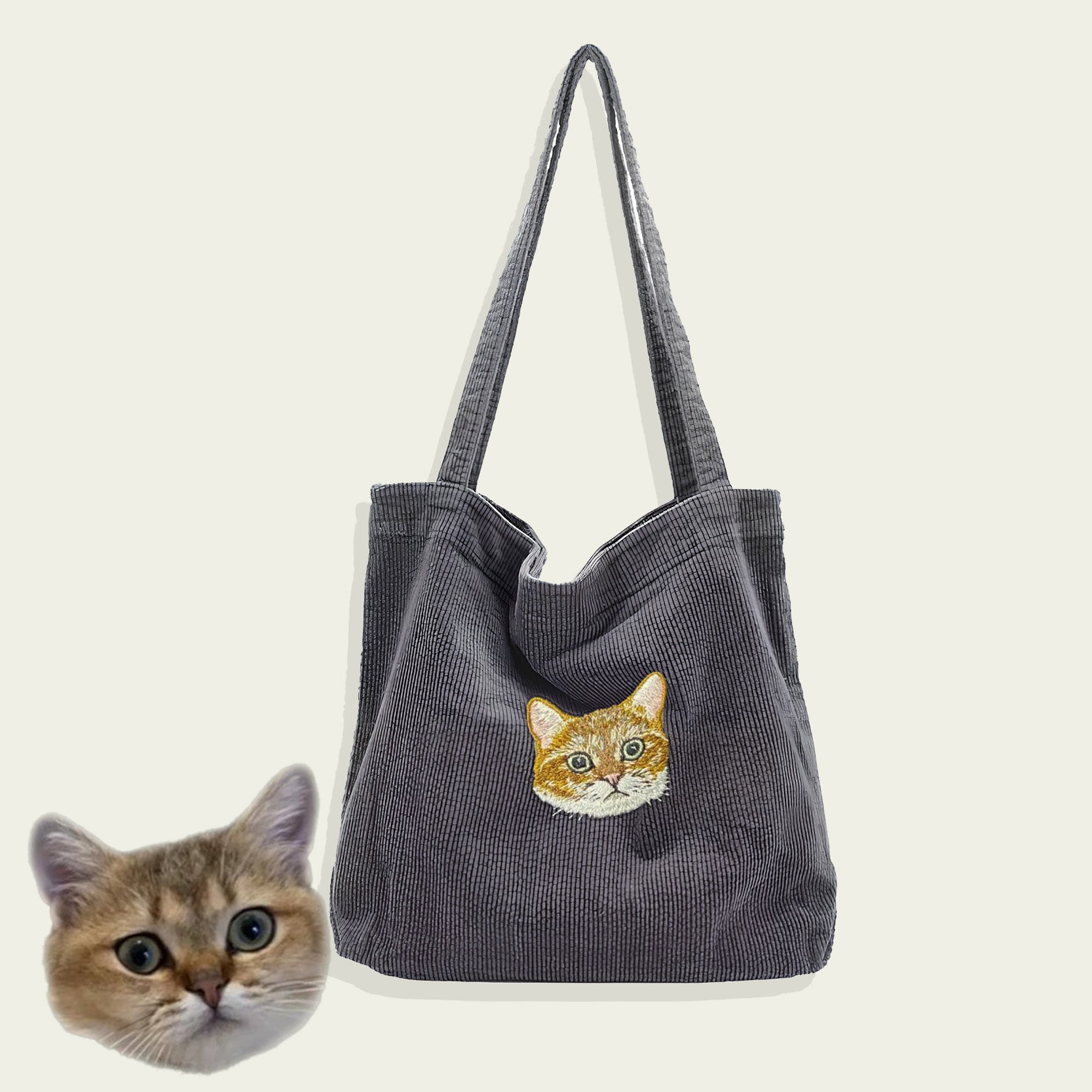 カスタム刺繍ペットポートレートキャンバストートバッグ – welikecustom