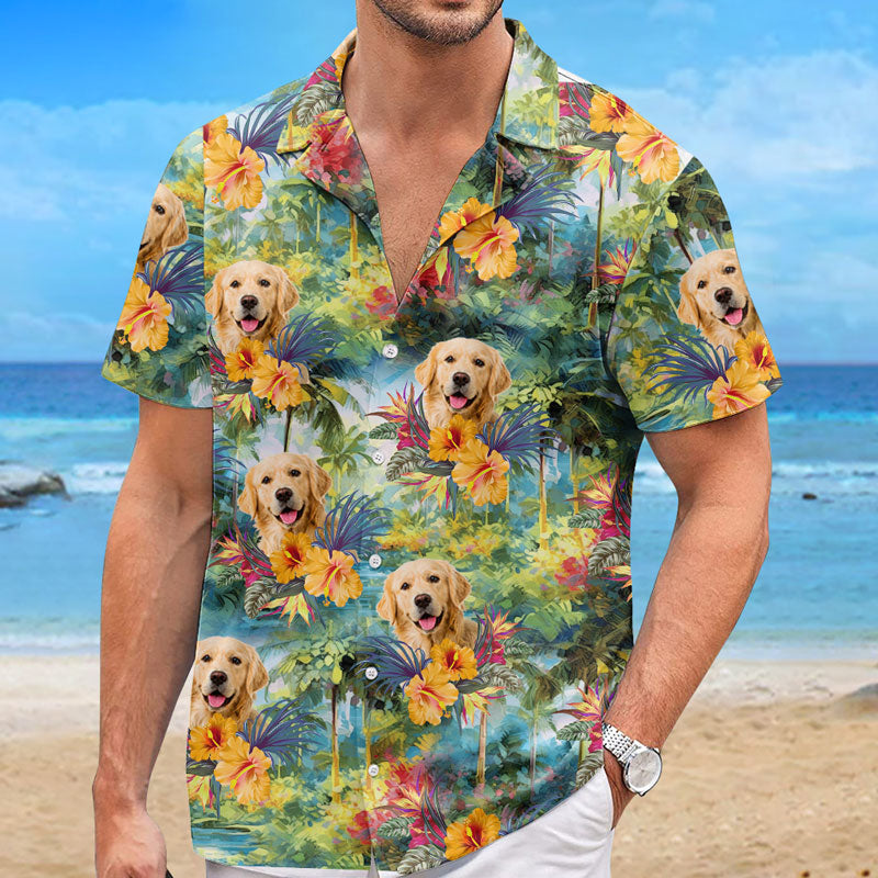 カスタム写真 夏の始まり - 犬と猫のパーソナライズされたトロピカルハワイアンシャツ-welikecustom-MJ