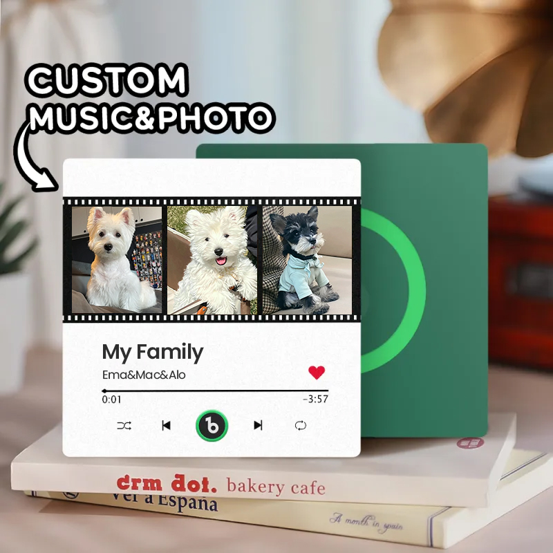音楽再生可能 ペット写真冷蔵庫マグネットF - 毎日聴ける思い出のプレイヤー