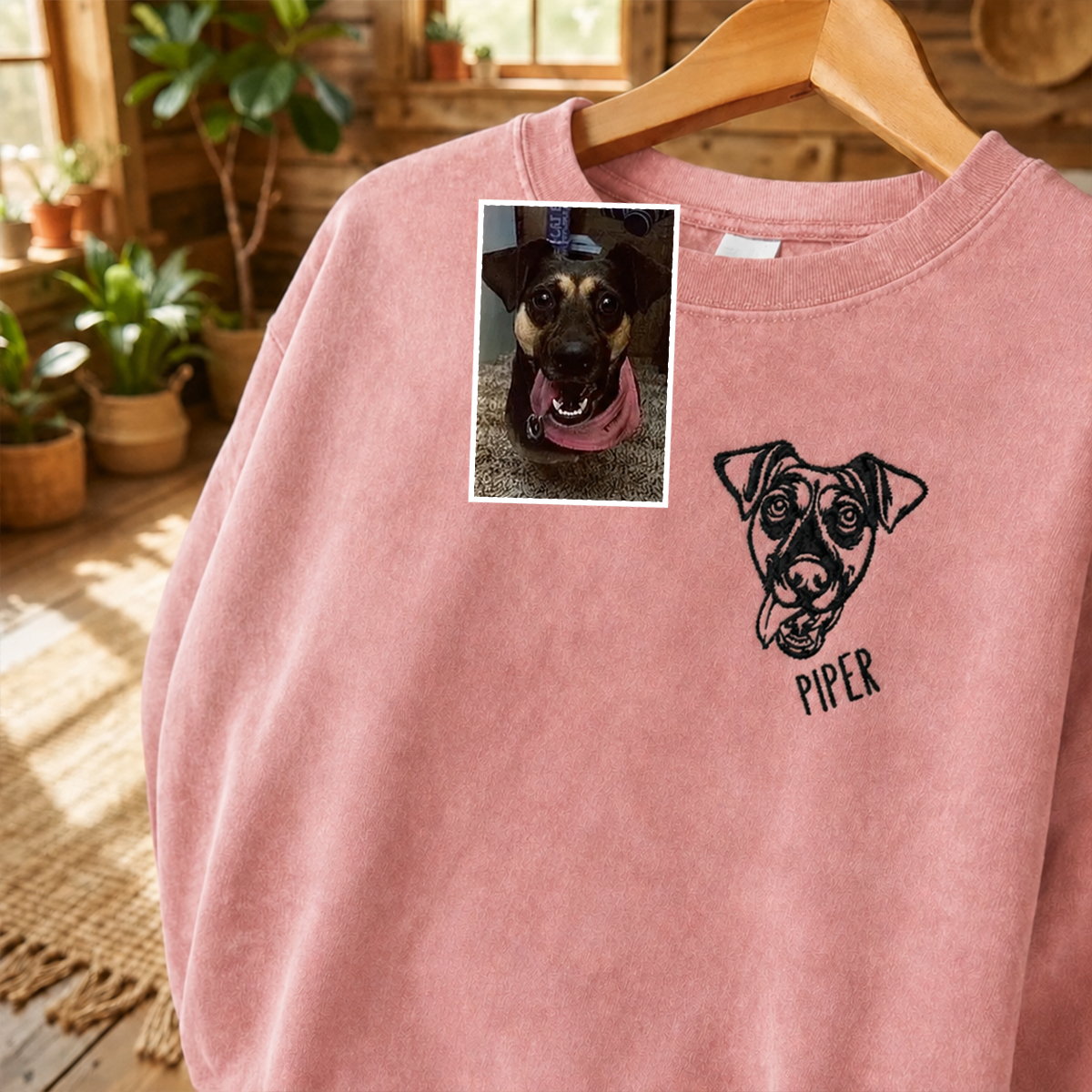 ペット似顔絵刺繍Tシャツ - 愛犬・愛猫の写真をカスタムデザイン | ヴィンテージ加工 記念品ギフト