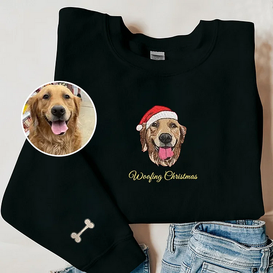 カスタマイズされたペットの刺繍入りクリスマス帽子シリーズ T シャツ、スウェットシャツ、パーカー-welikecustom-MJ