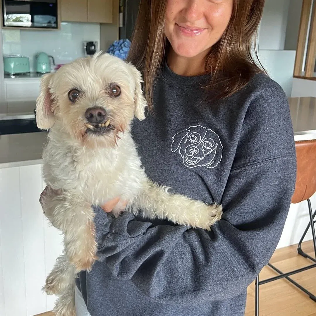 🐶ペットの写真シルエットをアート風に刺繍したTシャツ、スウェットシャツ、パーカーをカスタムメイド-welikecustom-MJ