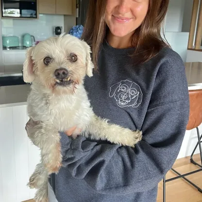 🐶ペットの写真シルエットをアート風に刺繍したTシャツ、スウェットシャツ、パーカーをカスタムメイド-welikecustom-MJ