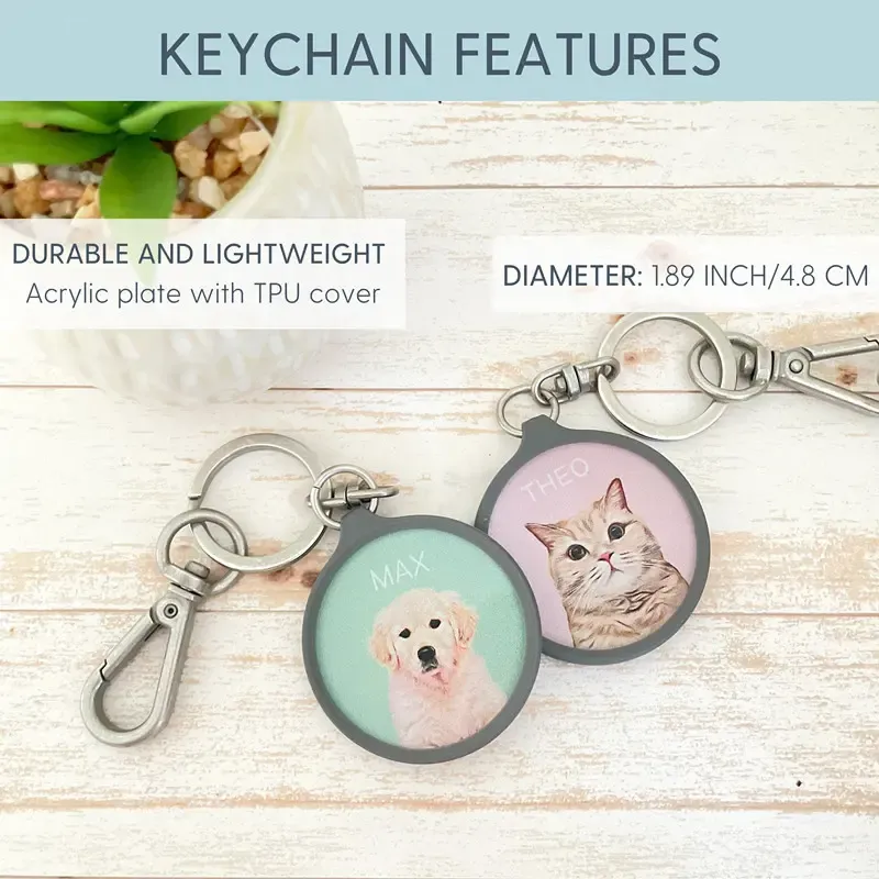 カスタムペットキーホルダー ペットの写真+名前入りの犬用キーホルダー