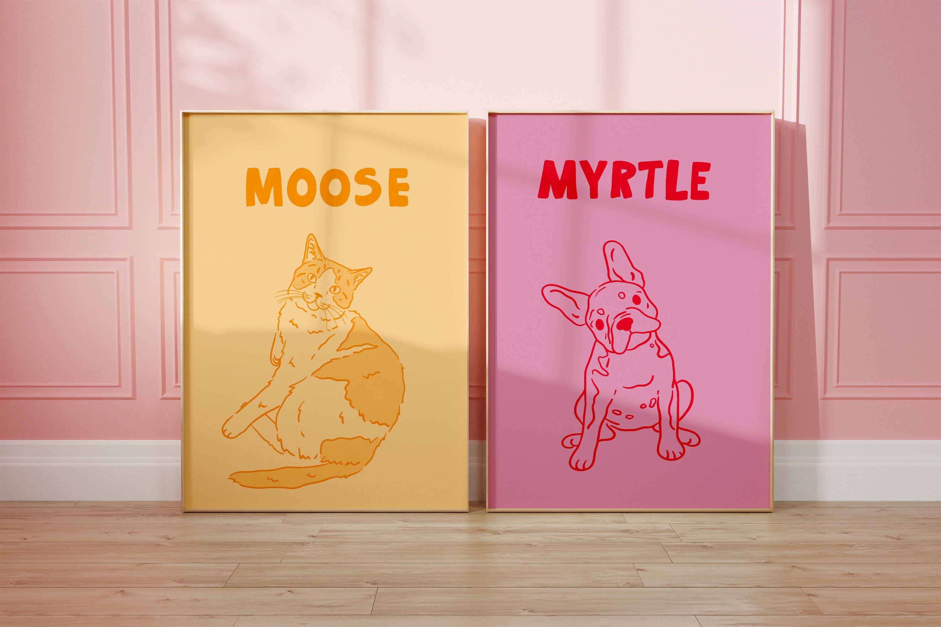 カスタムペットポートレートアートプリントキャンバスパーソナライズされた犬の壁アート-welikecustom-MJ