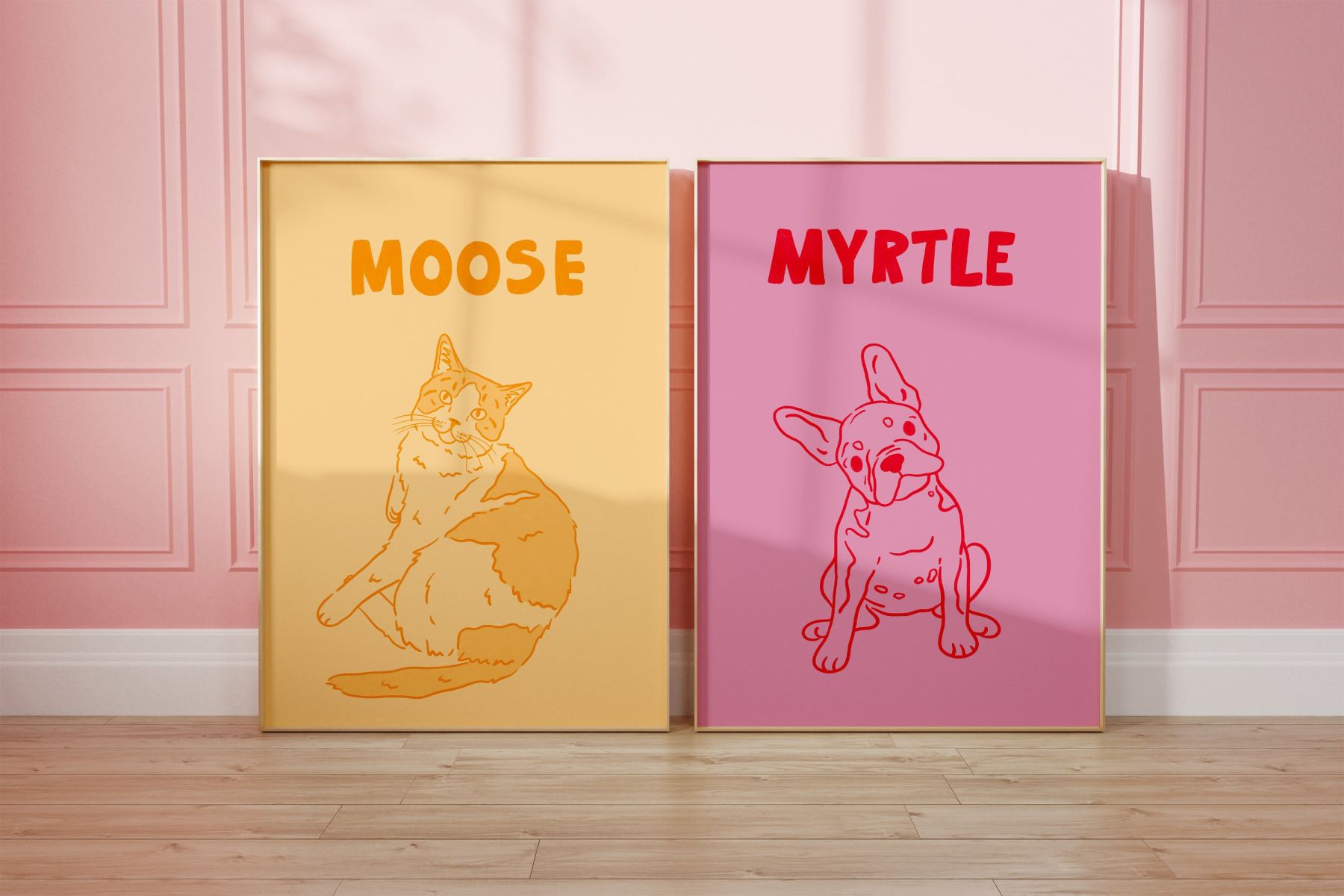 カスタムペットポートレートアートプリントキャンバスパーソナライズされた犬の壁アート-welikecustom-MJ