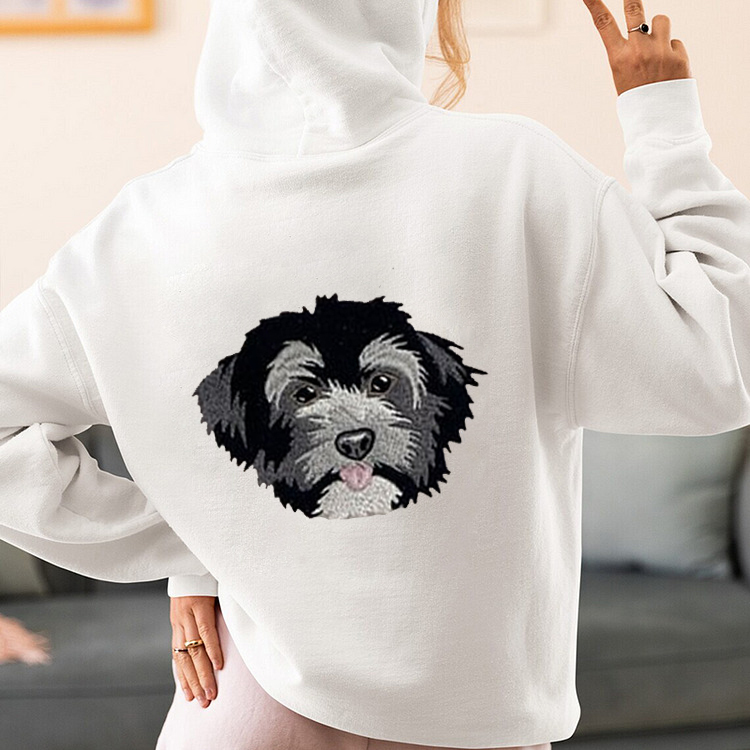 カスタム刺繍ペットポートレートパーカー、スウェットシャツの背面に刺繍ペットポートレート-welikecustom-MJ