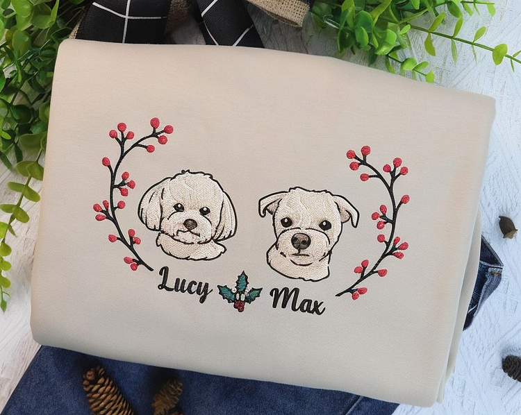 カスタムペット刺繡クリスマスレイ名前シリーズTシャツ、トレーナー、パーカ-welikecustom-MJ