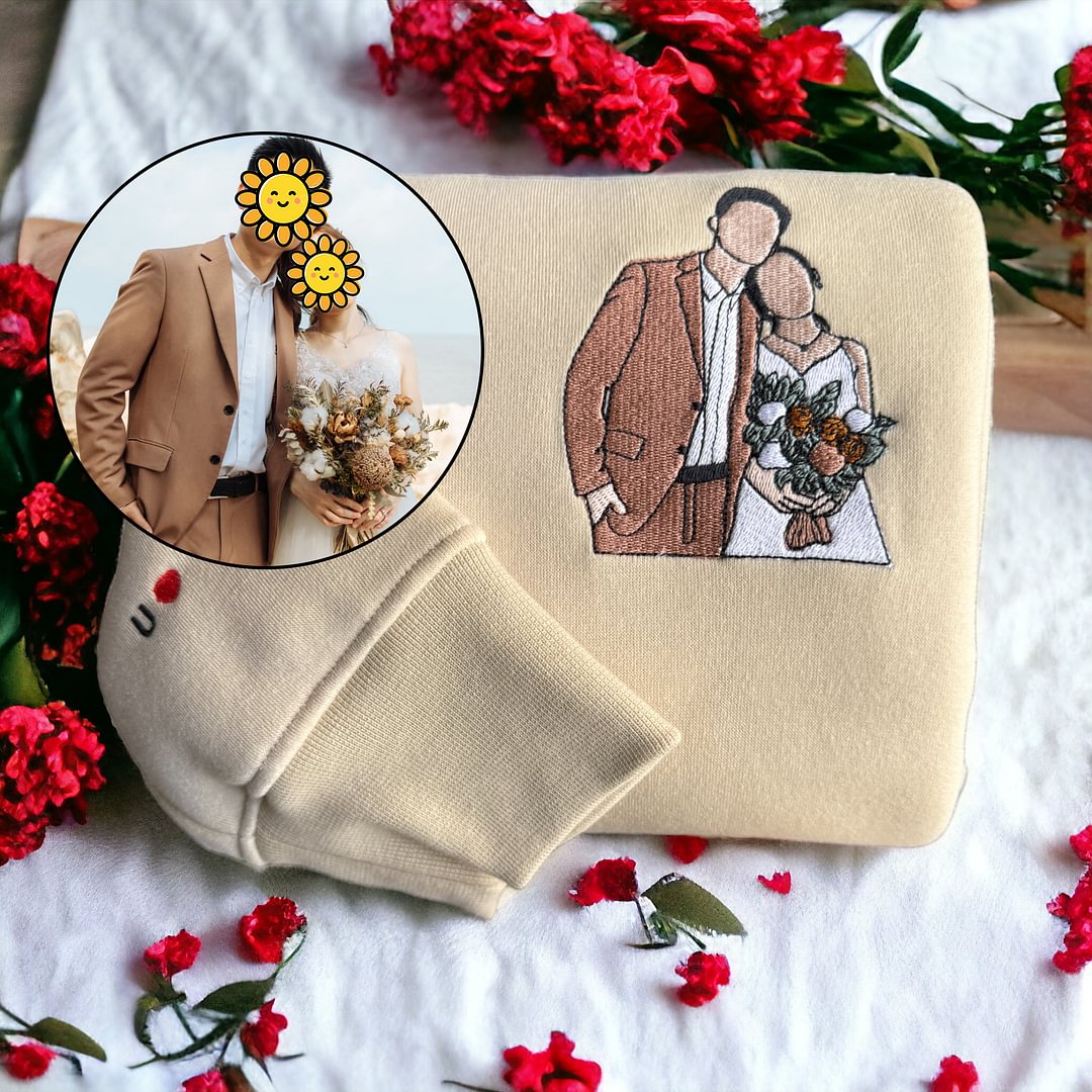 カスタム刺繍スウェットシャツポートレート音楽プレーヤーカップル家族ギフト-welikecustom-MJ