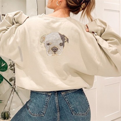 カスタム刺繍ペットポートレートパーカー、スウェットシャツの背面に刺繍ペットポートレート-welikecustom-MJ
