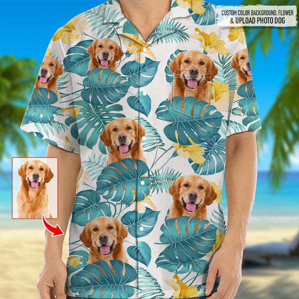 熱帯の葉とペット - 犬と猫のパーソナライズされたカスタムユニセックスハワイアンシャツ-welikecustom-MJ