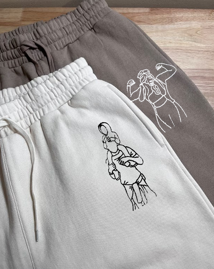 ペットとの写真、家族写真、パーソナライズされた刺繍スウェットパンツ、カスタム写真スウェットパンツ-welikecustom-MJ