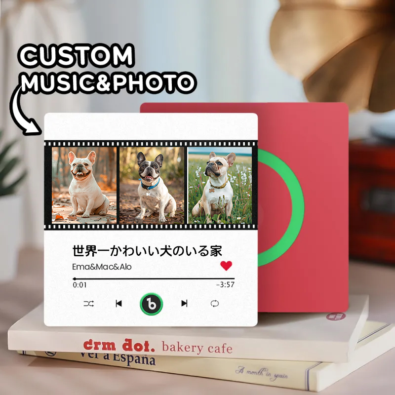 音楽再生可能 ペット写真冷蔵庫マグネットF - 毎日聴ける思い出のプレイヤー