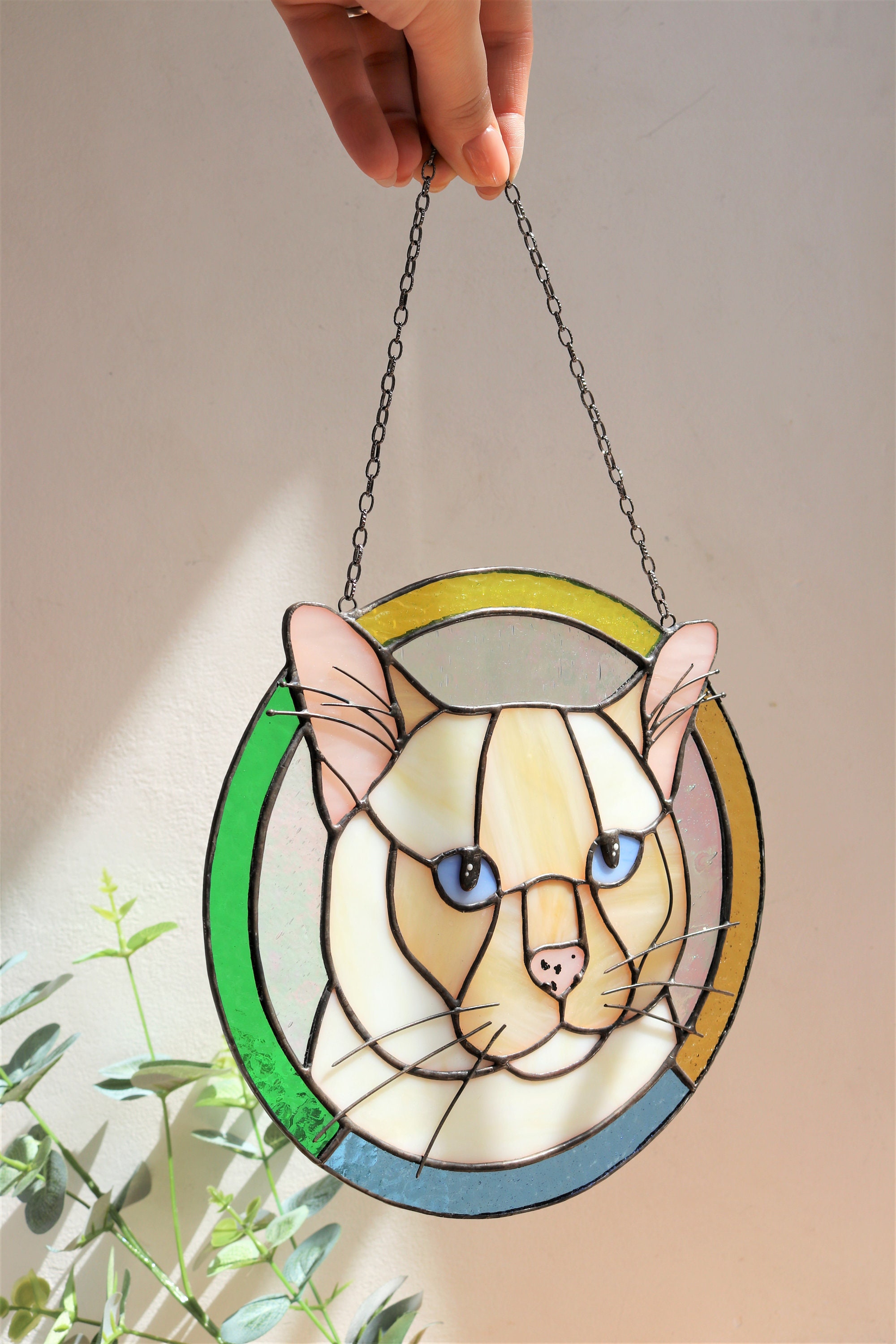 カスタム猫肖像アートサンキャッチャー、ペットオーナメントメモリアルアクリル-welikecustom-MJ