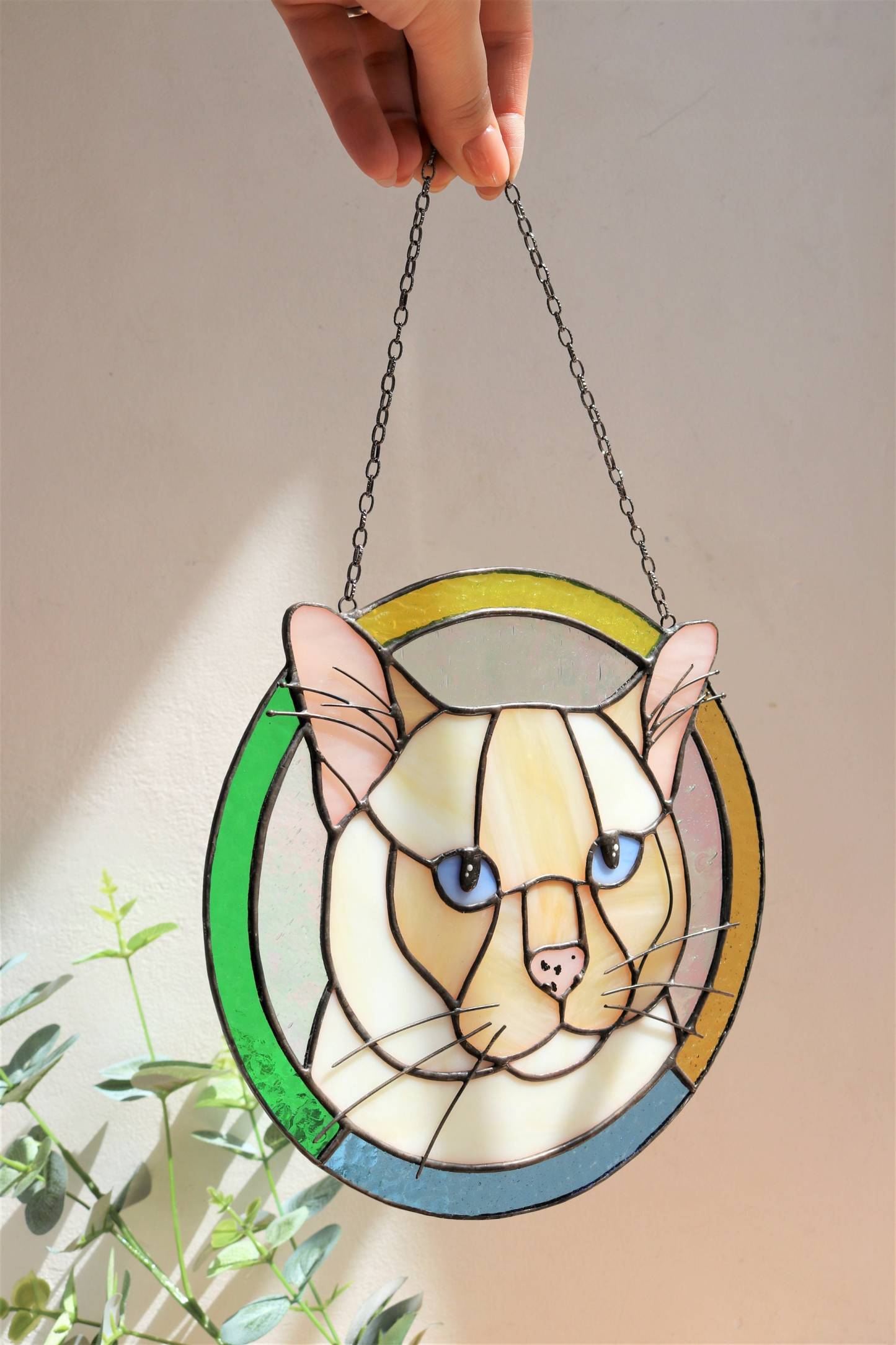 カスタム猫肖像アートサンキャッチャー、ペットオーナメントメモリアルアクリル-welikecustom-MJ