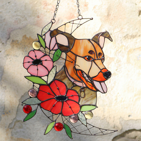 カスタムペットポートレート犬猫染色アクリルサンキャッチャー装飾-welikecustom-MJ