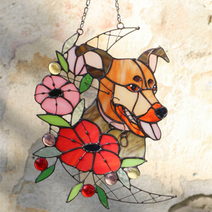 カスタムペットポートレート犬猫染色アクリルサンキャッチャー装飾-welikecustom-MJ