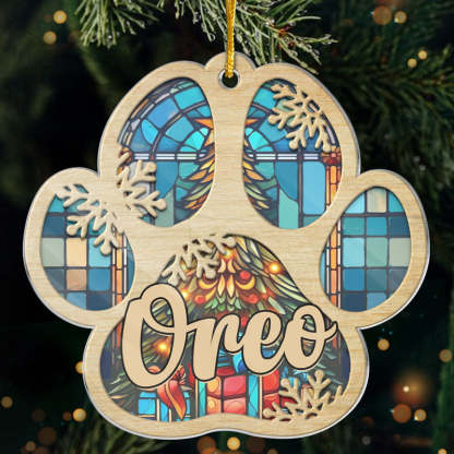 犬と猫のパーソナライズされたカスタムオーナメント - アクリル製の足型 - クリスマスギフト、ペットの飼い主、ペット愛好家へのお悔やみギフト-welikecustom-MJ